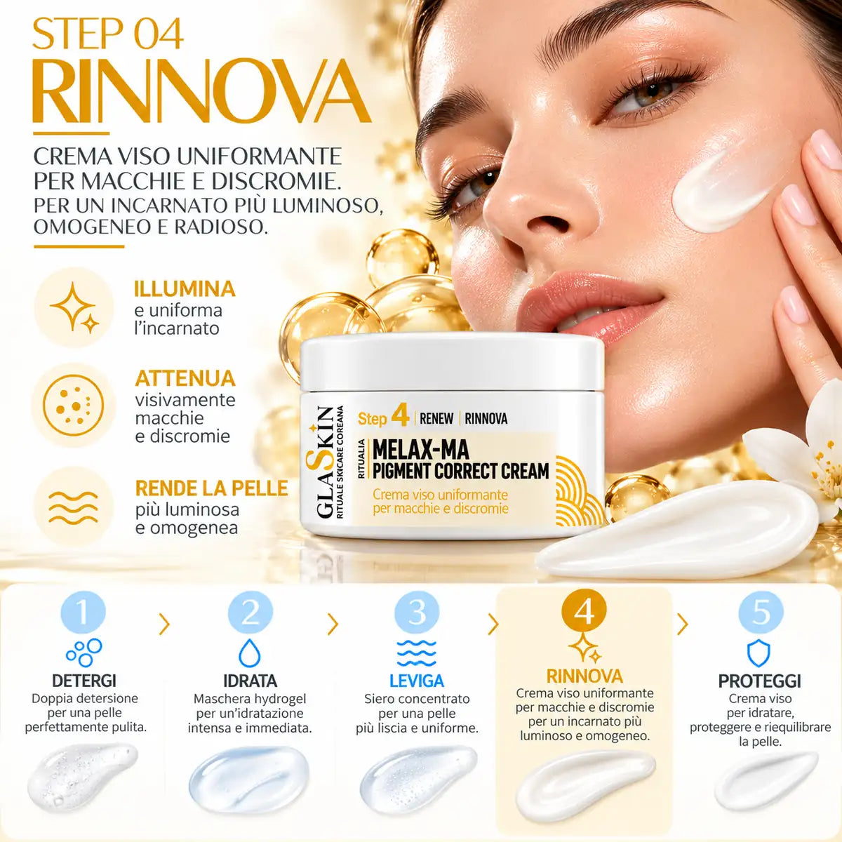 GLASKIN Bright Melax-ma Correct Cream – Crema Viso Uniformante 50 ml