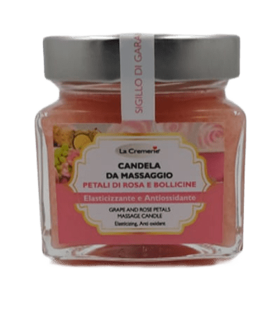 Candela da massaggio Petali di rosa e bollicine 200ml
