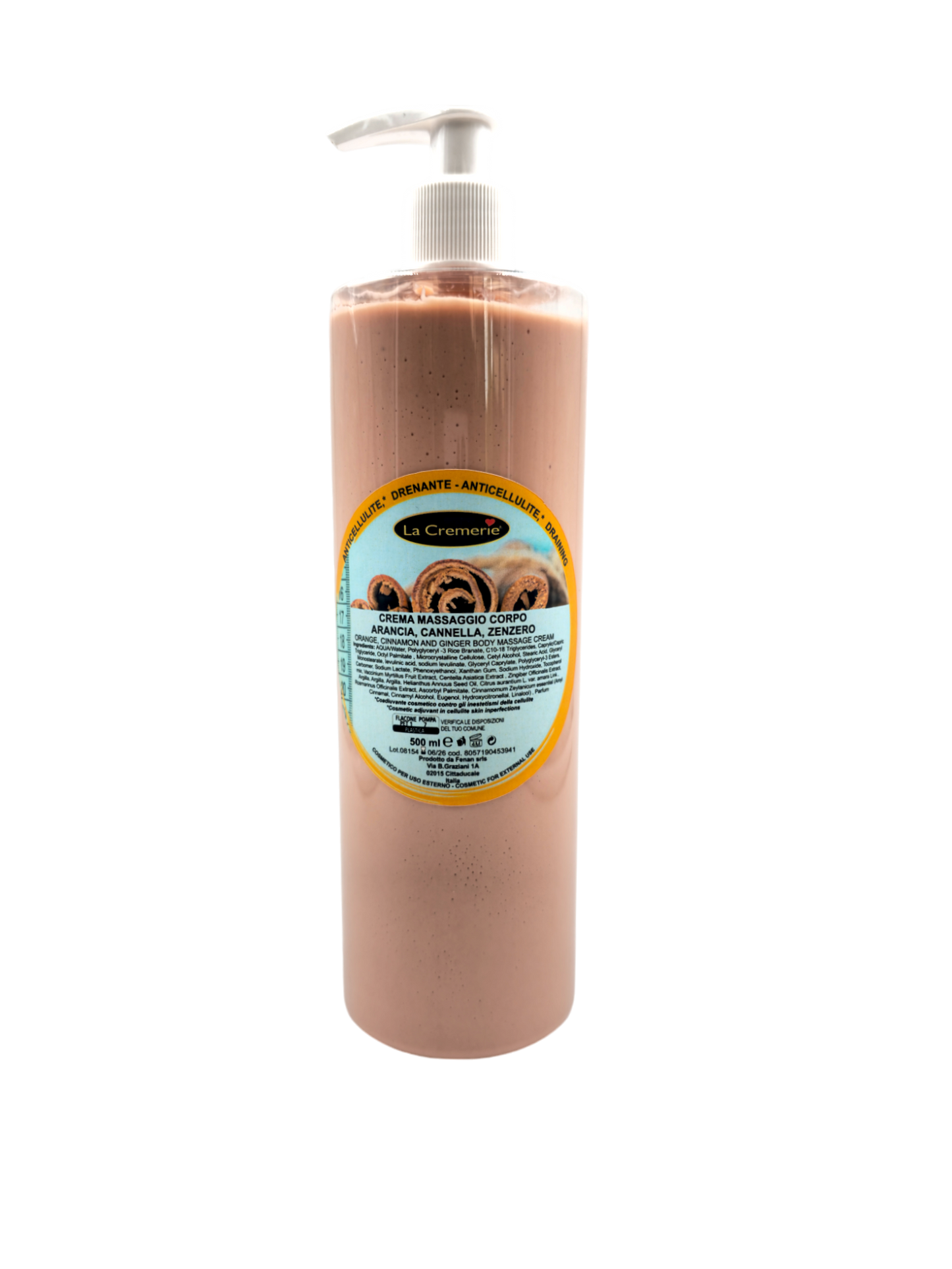 Crema massaggio arancia cannella e zenzero 500ml