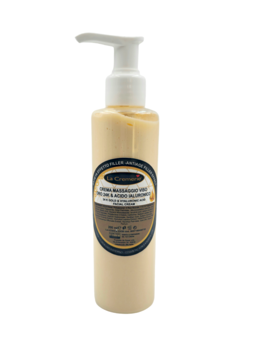 Crema massaggio viso Oro 24k & Acido ialuronico 200ml