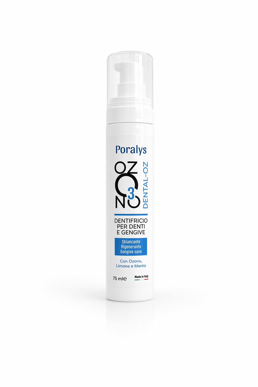 Dental-Oz Dentifricio Denti e Gengive sbiancante rigenerante, gengive sane con ozono Poralys 75ml