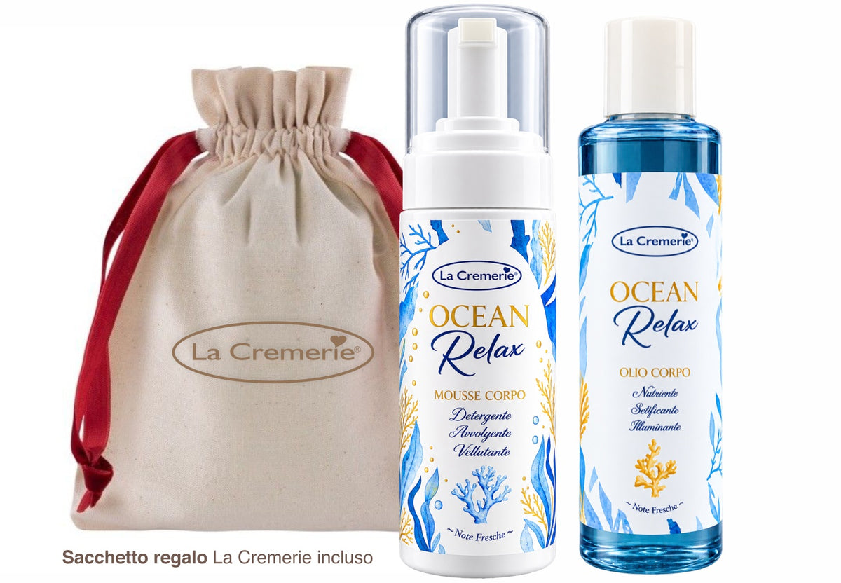 Kit regalo Ocean Relax LaCremerie con mousse corpo 150 ml, olio corpo 200 ml e sacchetto regalo incluso