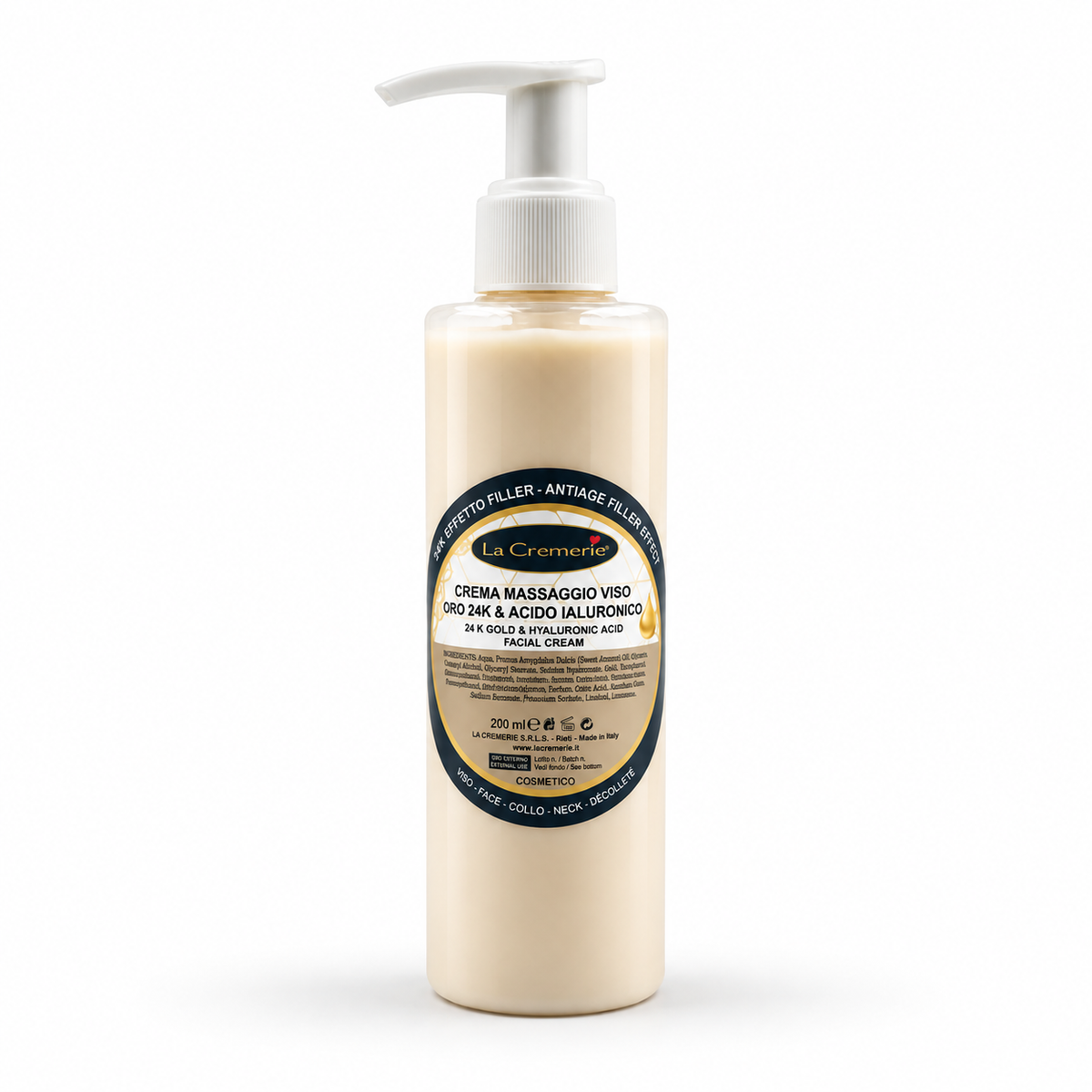 Crema massaggio viso Oro 24k & Acido ialuronico 200ml