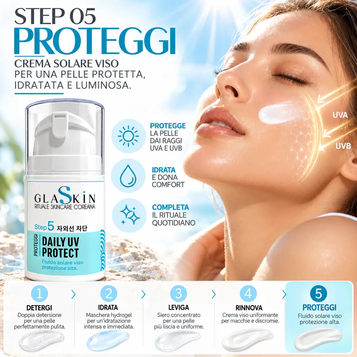 GLASKIN Daily UV Protect – Crema Viso Protezione Solare 50 ml