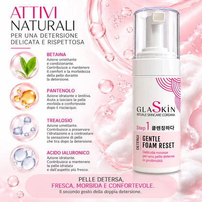 GLASKIN Gentle Foam Reset – Mousse Detergente Viso 150 ml