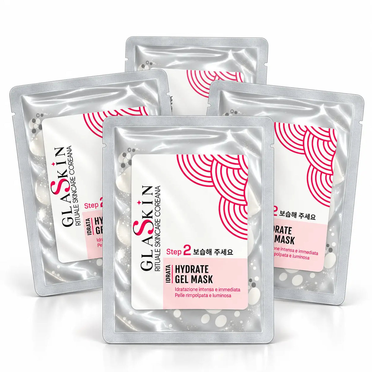 GLASKIN – Hydrate Gel Mask | Pack 4 Maschere Hydrogel Viso