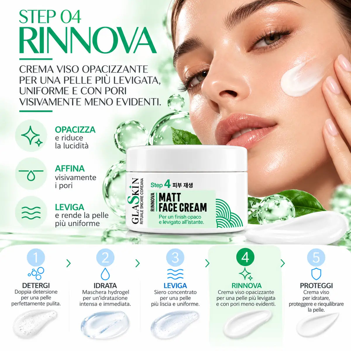 GLASKIN Spicule Matt Face Cream – Crema Viso Opacizzante 50 ml
