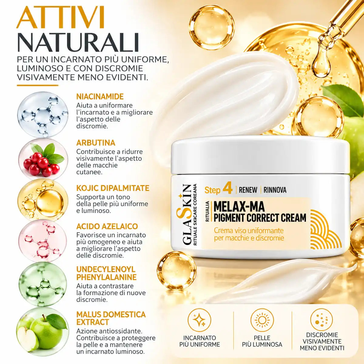 GLASKIN Bright Melax-ma Correct Cream – Crema Viso Uniformante 50 ml