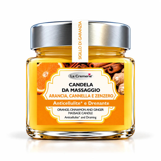 Candela da massaggio corpo Arancia, Cannella & Zenzero tonificante rivitalizzante | 200 ml