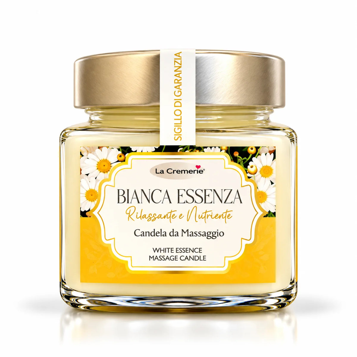 Candela da massaggio corpo Bianca Essenza lenitiva nutriente effetto vellutato | 200 ml
