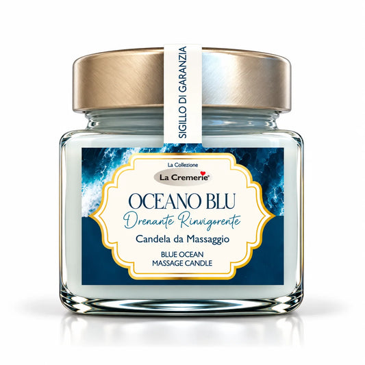 Candela da massaggio corpo Oceano Blu drenante tonificante effetto leggero | 200 ml