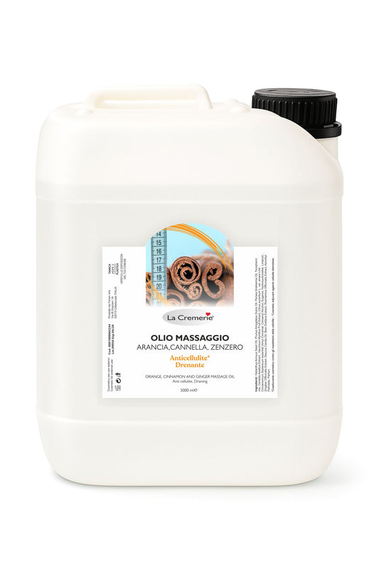Tanica olio da massaggio arancia cannella e zenzero 5 litri