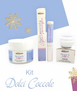 kit Dolci coccole - 12 pz  Burro labbra 10 ml + Scrub labbra 50g + trattamento ciglia & sopracciglia 10 ml
