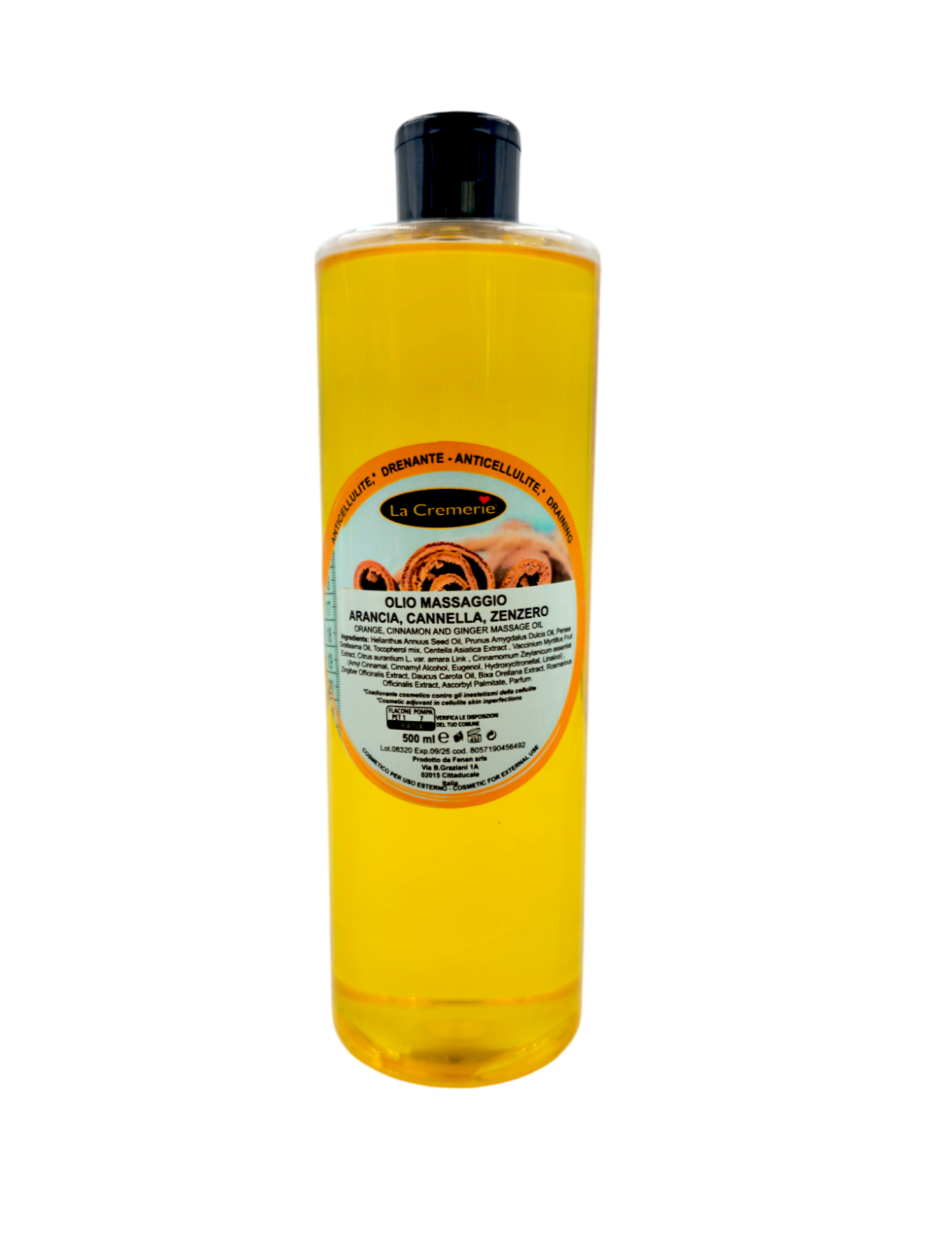 Olio da massaggio arancia cannella & zenzero 500 ml